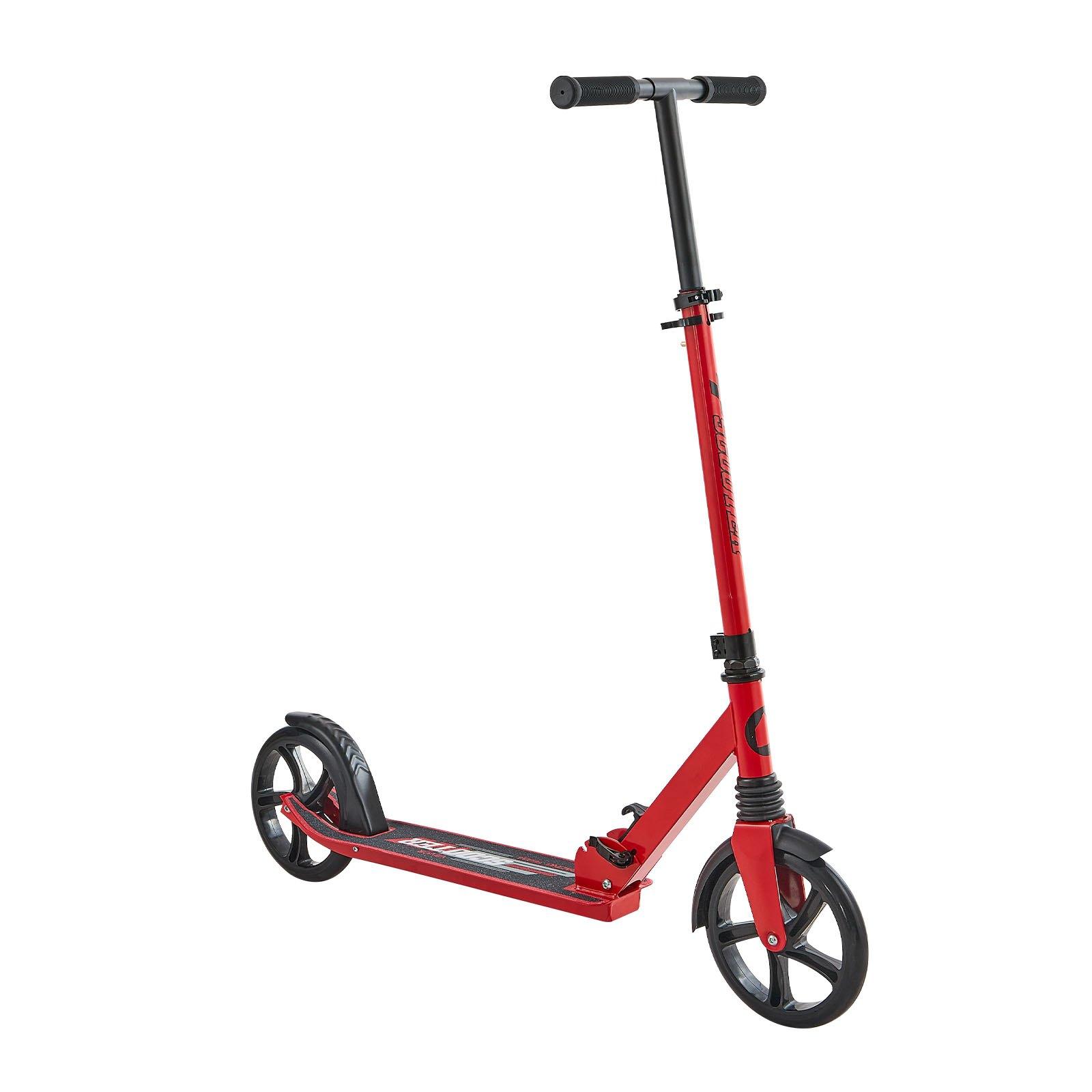 VEVOR Kids 2-Wheel Kick Scooter for Ages 8+, Adjustable Height Handlebar, Wide Anti-Slip Deck, Foldable, Lightweight Compact Design, 220 lbs Max Capacity, Red Black, Outdoor Use