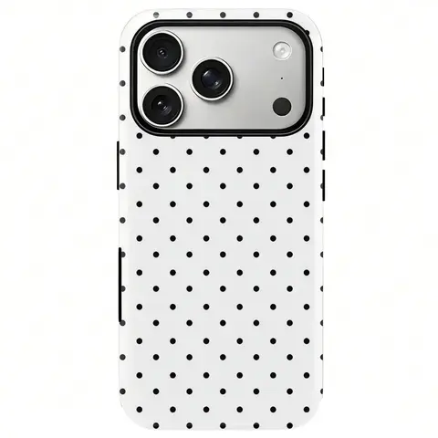 2-in-1 Protective Smartphone Casing & Cover - Shockproof Silicone Case with Classic Dots, Glossy Smooth Finish, Durable TPU Bumper, Polycarbonate Core, Scratch Resistance for iPhone 18/17/16/15/14/13/12/11 Pro Max Plus Air E iOS Device Accessories