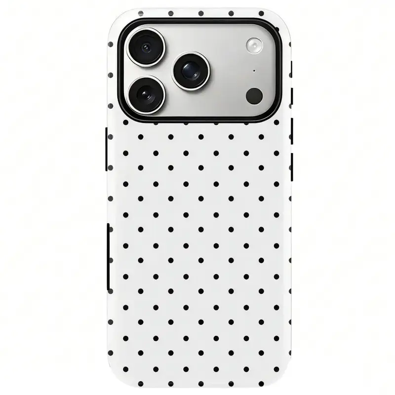 2-in-1 Protective Smartphone Casing & Cover - Shockproof Silicone Case with Classic Dots, Glossy Smooth Finish, Durable TPU Bumper, Polycarbonate Core, Scratch Resistance for iPhone 18/17/16/15/14/13/12/11 Pro Max Plus Air E iOS Device Accessories