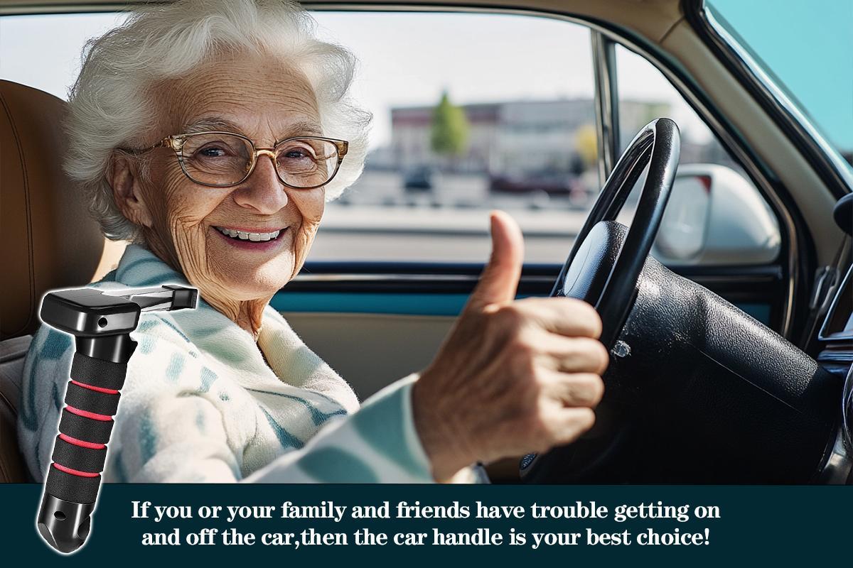 【Thoughtful Gift】Car Door Handle for Elderly Senior Kit 3-in-1 Car Handle Assist Firm Grip to Multifunction Handle Car Door and Handicapped Help Sit in Back Seat