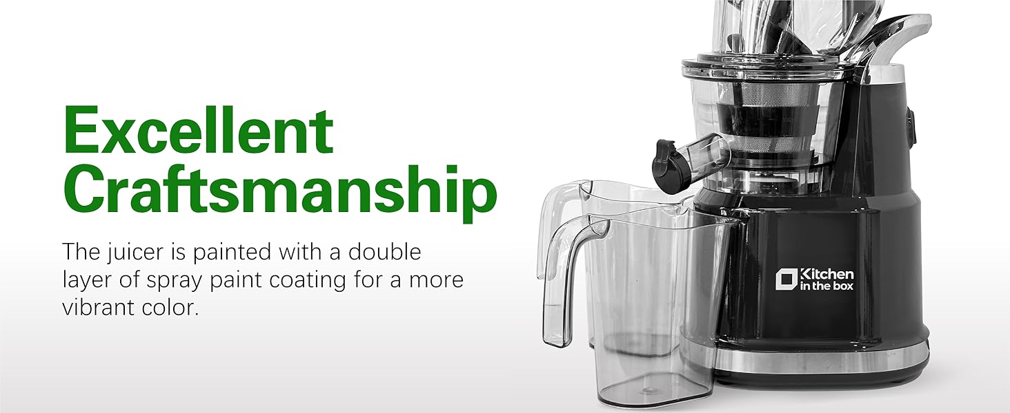 Kitchen in the Box Cold Press Juicer | Slow Masticating with 3.3" Large Feed Chute for Whole Fruits & Veggies | High Yield | BPA-Free