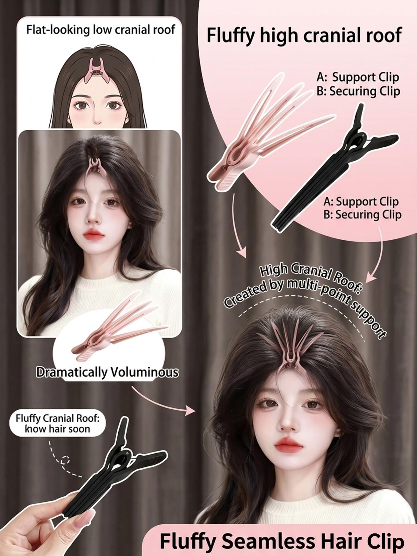 3-Piece Root Lifter Clips, Korean Style Natural Haircut, 3 Colors, Invisible Bow Bangs, High Forehead, Long-Lasting, Gentle on Hair