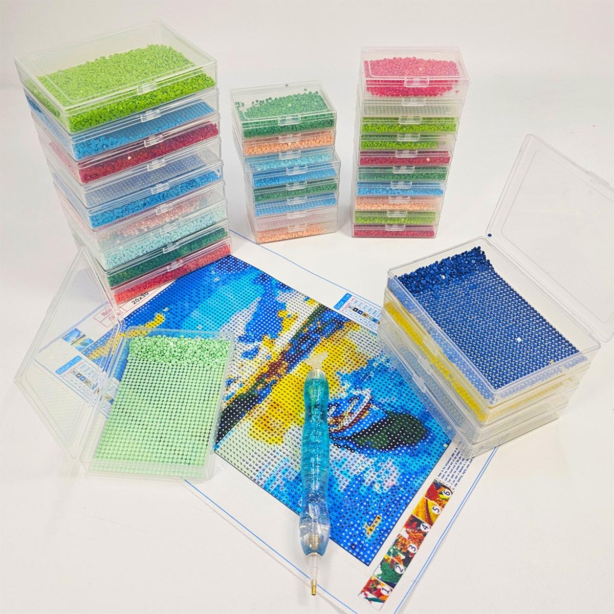 BASIC SUPPLY Diamond Painting Storage Containers, 15/30/45 Grid Art Organizer Tray with Lid, Bead Storage & Organization Box, Cloud Design Bottom, Diamond Art Tools