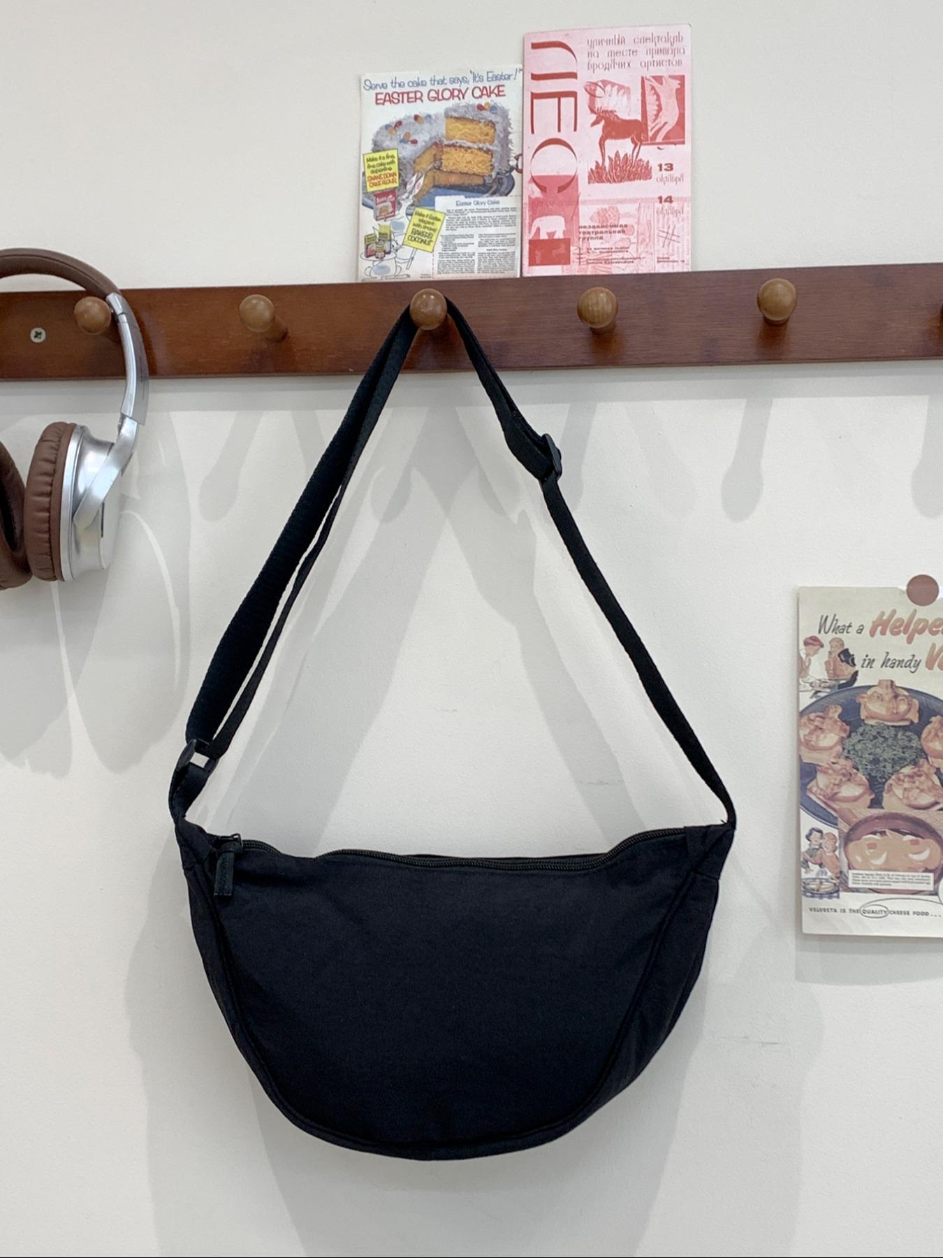 Smart Moon Shape Bag, Adjustable Shoulder Strap Mini Bag, Lightweight Waterproof Nylon Material, Zipper Closure, Casual Crossbody Bag for Everyday Use