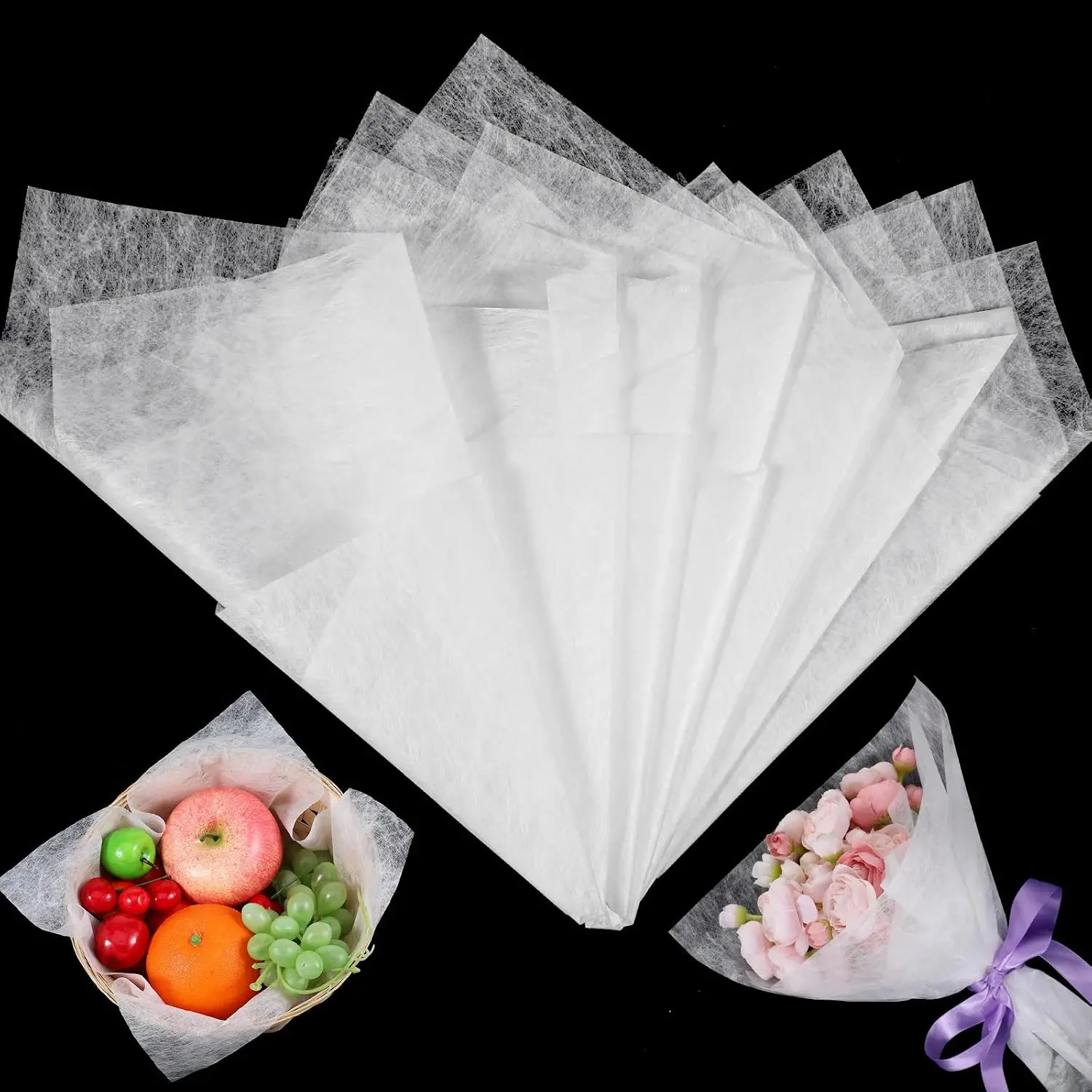 76 Sheets Tissue Flower Wrapping Paper, Non-Woven Floral Wrapping Paper Korean  Wrappings Floral Papers  Pleated Withdrawable Flower Bouquet Lining Papers for Florist(Milk White)