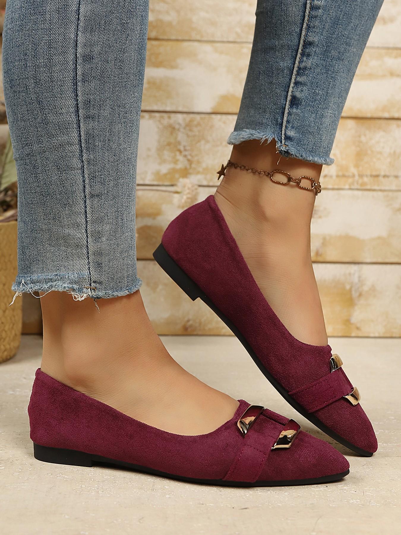 Women's Soft Sole Pointed Toe Shoes, Sexy Fashion Trendy Large Size Flat Korean Style Versatile Low Ankle Shoes, Casual Textile Upper