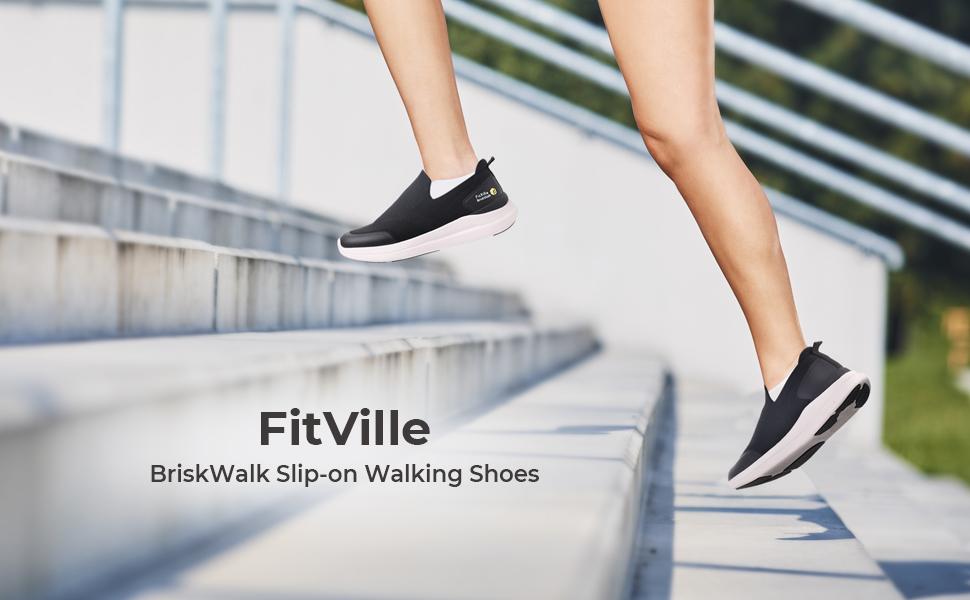 FitVille Sports Men's BriskWalk Recovery Slip-On Explorer shoes for men V1 Outdoor Sneakers