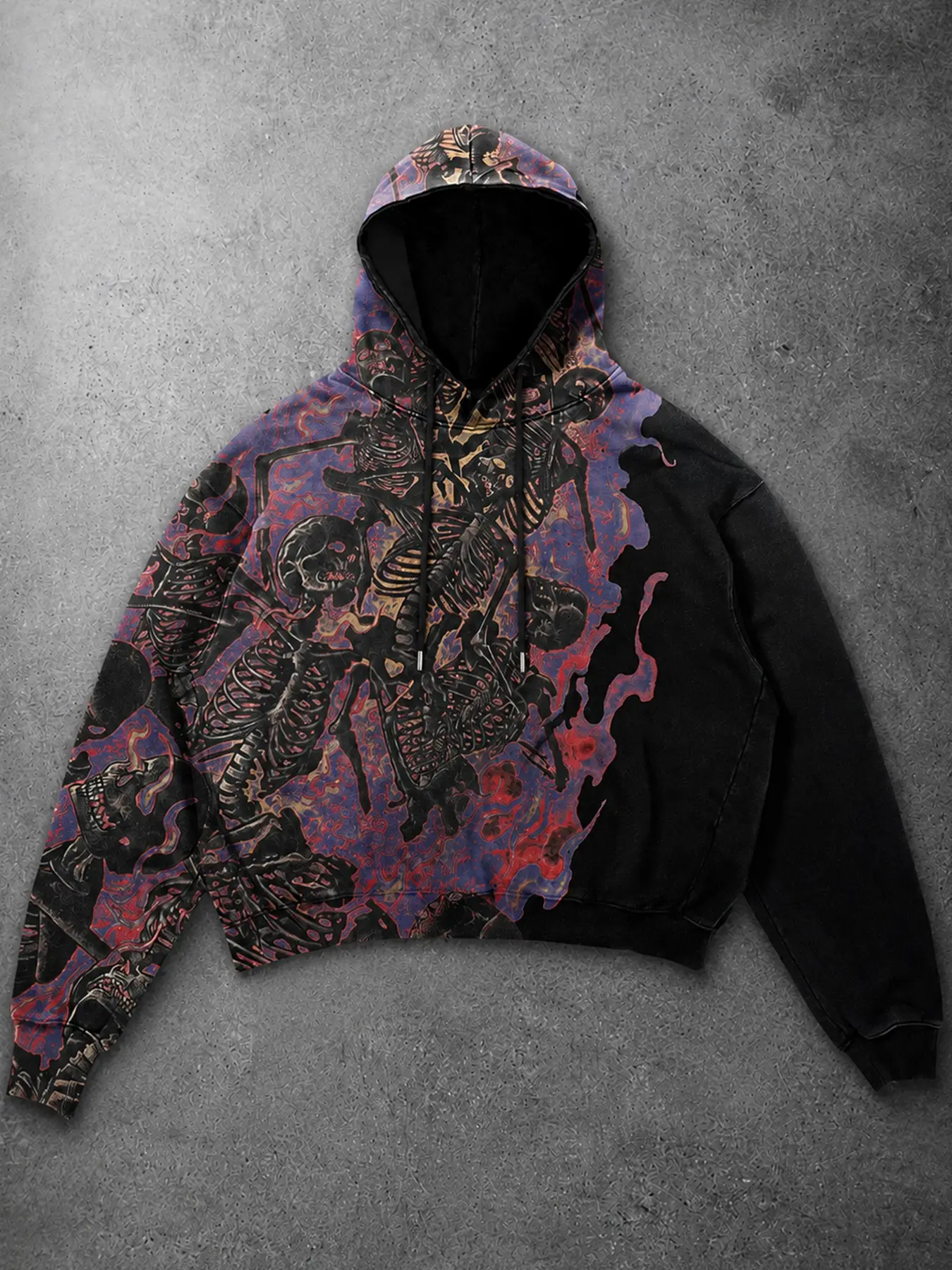 Men's Skull Print Hooded Pullover, Casual Long Sleeve Jersey, Fall & Winter Fashion, Comfortable Streetwear for Outdoor Activities