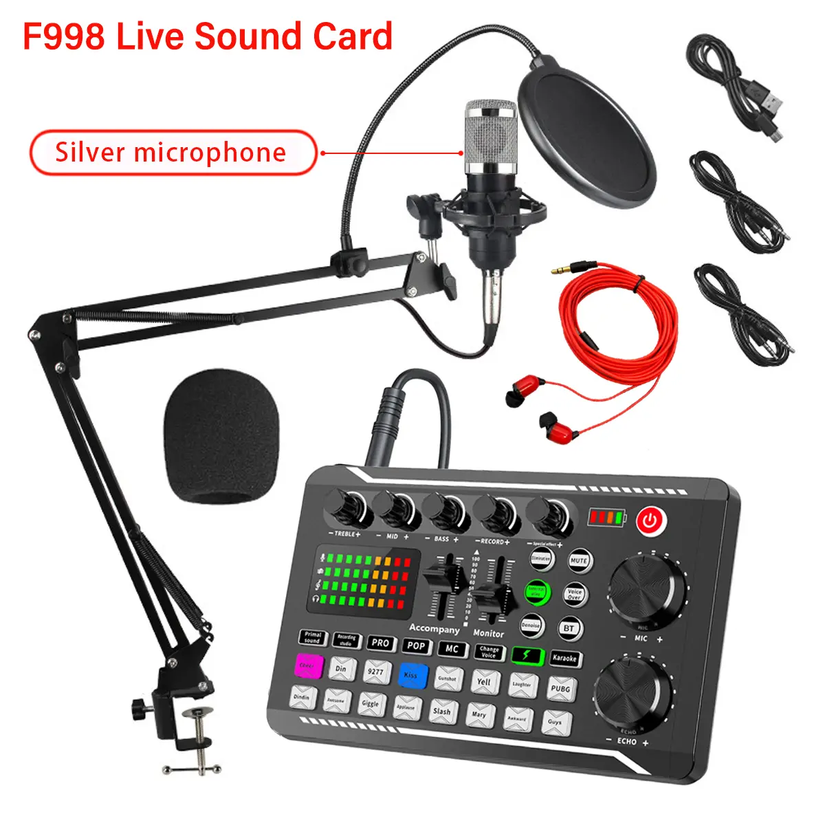 F998 Silver Microphone Set