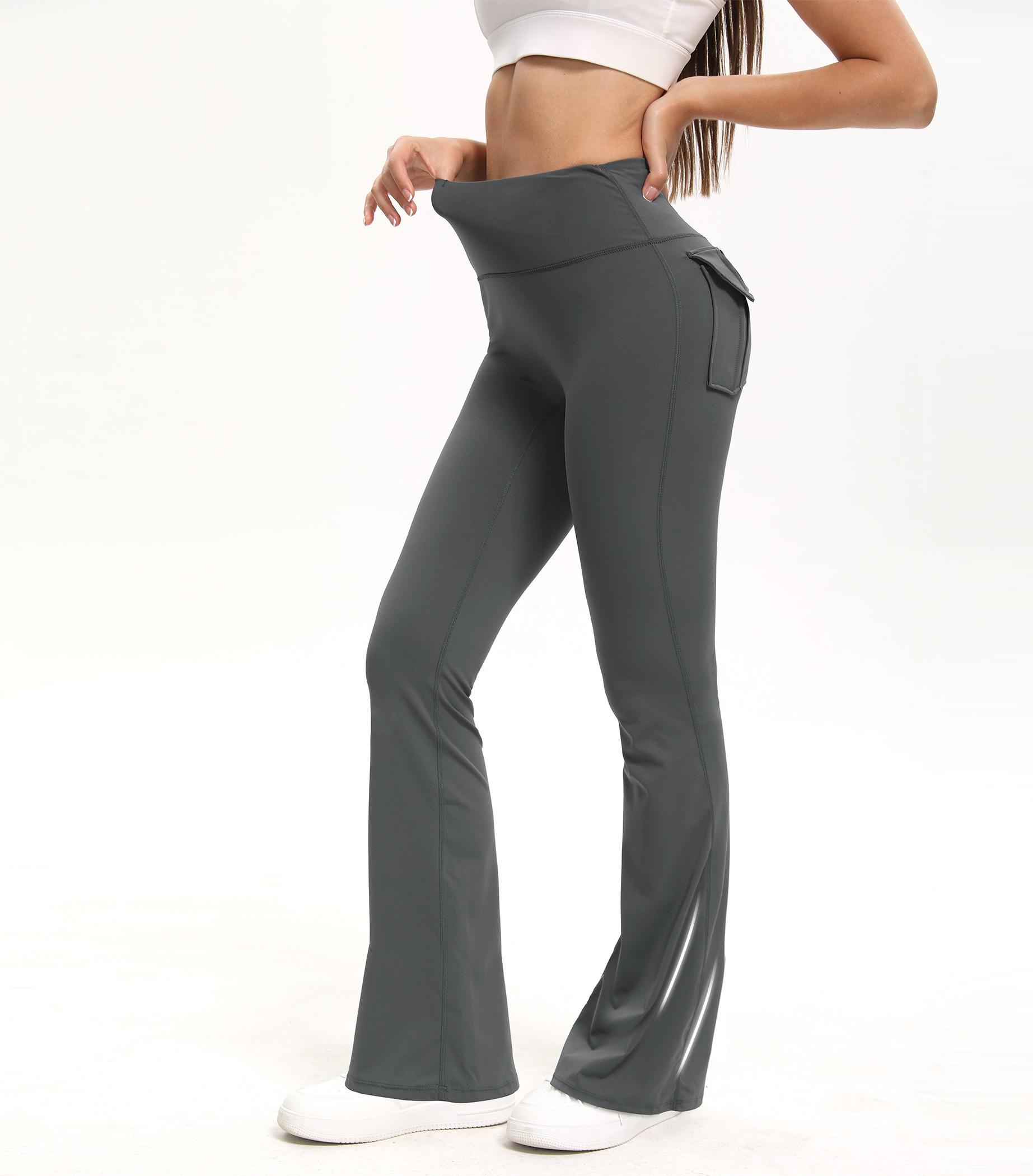 3PCS Women's Flared Leggings with Pockets Women's Flared Sweatpants Fitness Leggings Butt Lifting Fitness Yoga Leggings Track Pants Grey Sweatpants Women Streetwear Exercise Pants Activewear Outdoor(3-Piece Combination)