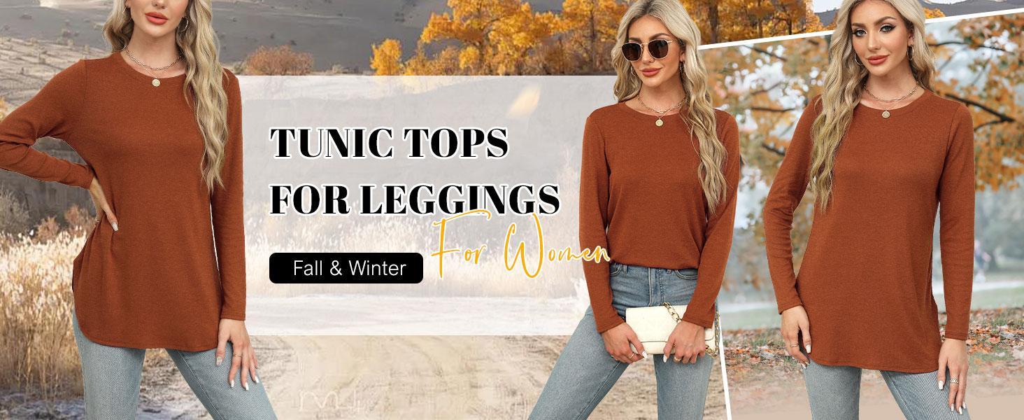 WIHOLL Womens Tunic Tops to Wear with Leggings Long Sleeve Thumb Hole Shirts Crew Neck Curved Hem SpringStatements WIHOLL Womens Tunic Tops to Wear with Leggings Long Sleeve Thumb Hole Shirts Crew Neck Curved Hem SpringStatements