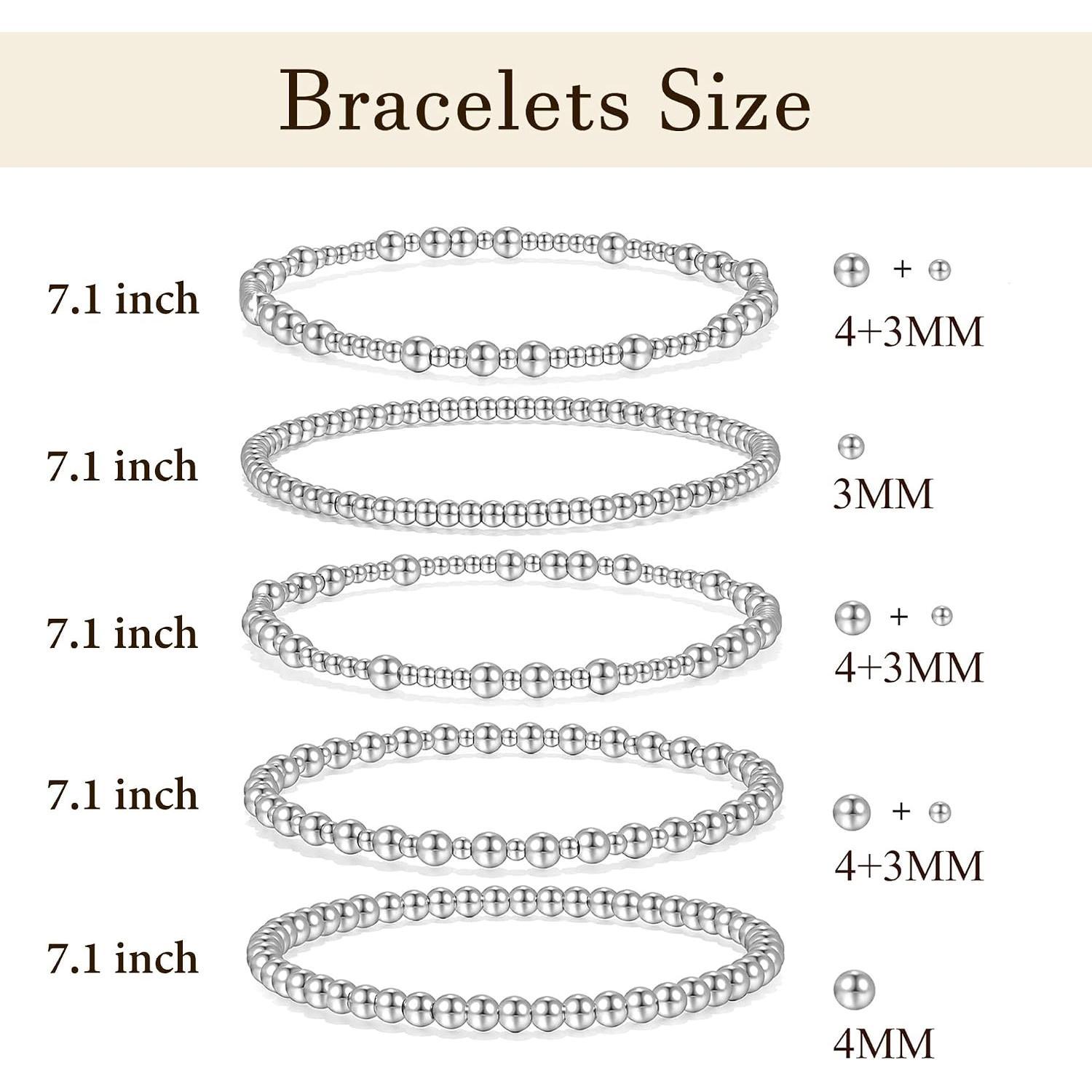 Beaded Bracelets for Women no tarnish  plated Stackable Bead Ball Bracelet Stretchable Elastic  Trendy
