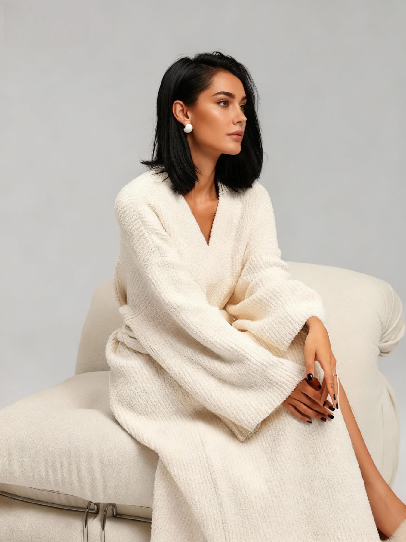 【COZY Soft Plush Feel】Women's Double-Sided Fleece Robe｜Thickened Long Plush Casual Loungewear｜Warm Flannel Pajamas for Fall & Winter｜Soft, Cozy, and Wearable Indoors & Outdoors