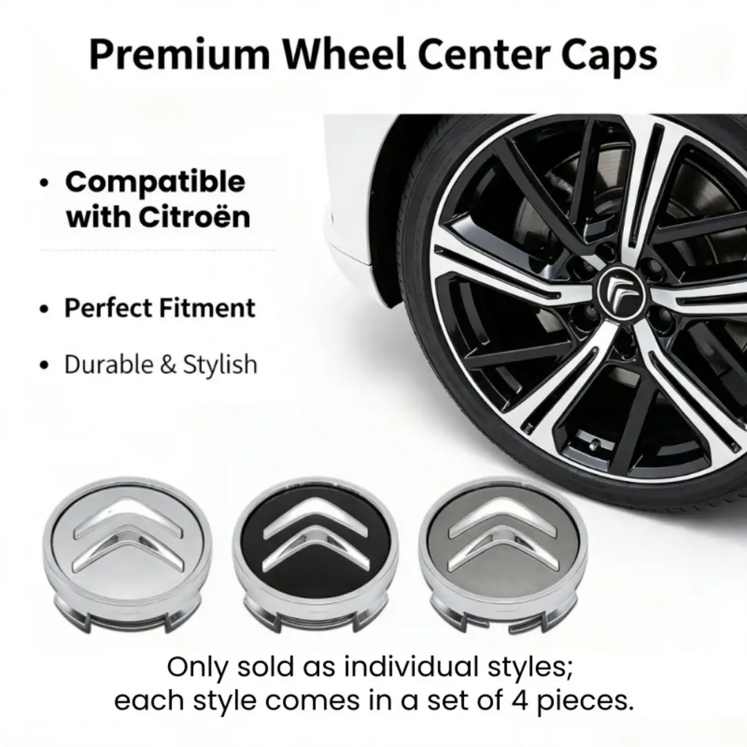4 Pack Wheel Skins, Wheel Covers, Full Rim Snap-On Wheel Hub Shells, Guard Wheels Against Stone Impacts and Surface Scuffs, Compatible with C3, C3 Aircross, C4, C5 Aircross, Berlingo, Ami, Automotive Exterior Replacement Wheel Accessories
