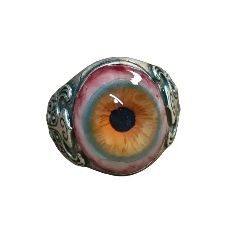 Gothic Eye Statement Ring, Realistic Iris Eye Design Adjustable Unisex Band, Dark Legend Amulet Fashion Jewelry, Durable Gothic Accessory for Men Women Daily Wear, Halloween Party Styling and Unique Festival Gift Idea