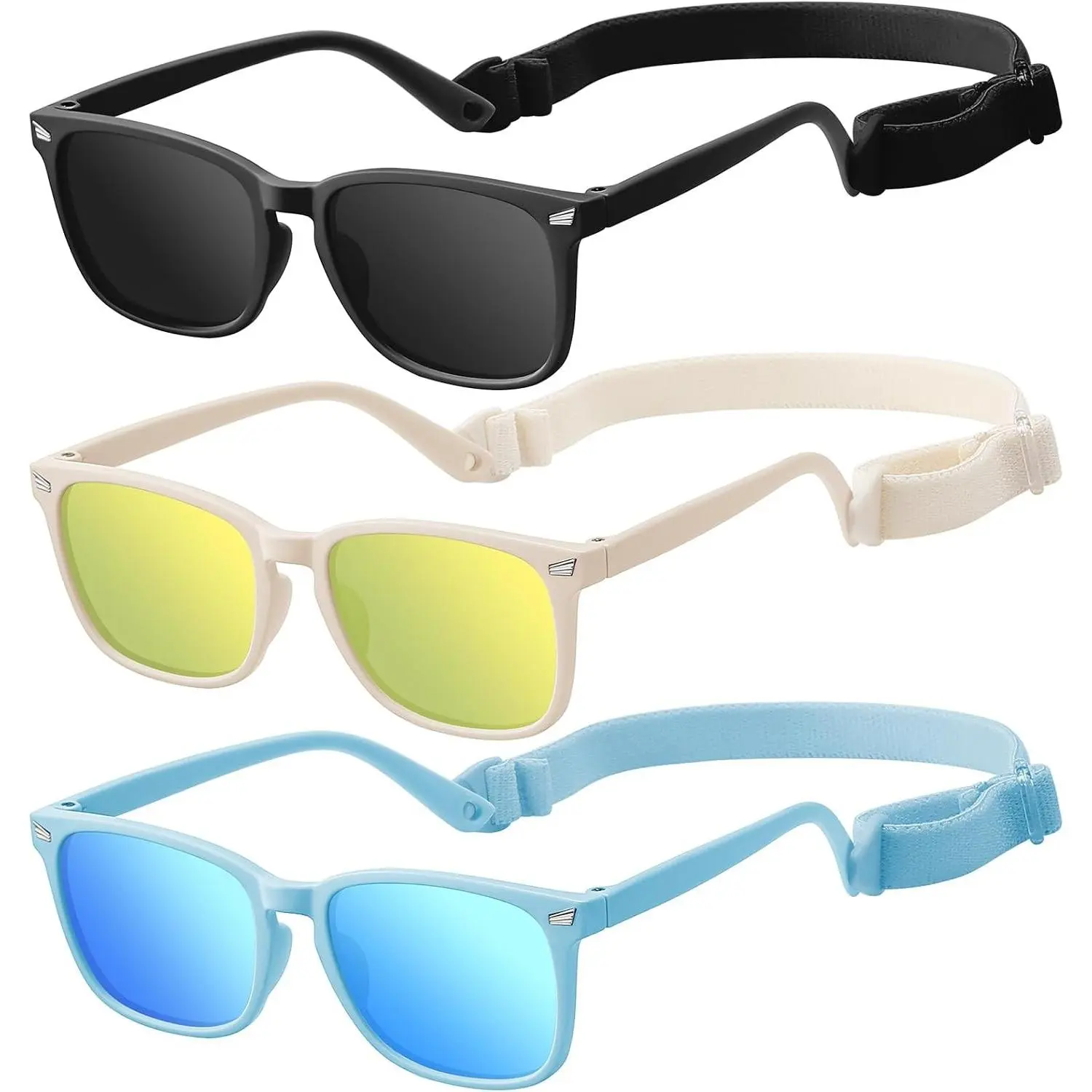 Baby Toddler Sunglasses with Strap for Boys Girls 0-24 Months, UV400 Protection, Flexible TPEE Rubber Frame, Comfortable Fit, Outdoor Travel ReadyGift