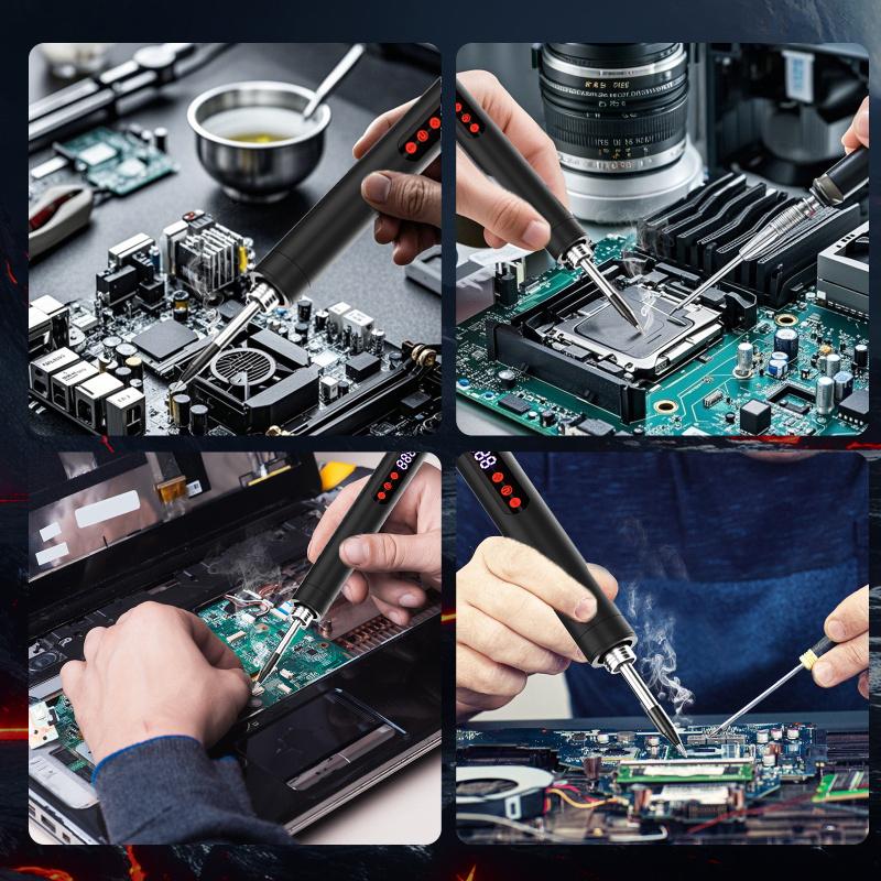 Mini Wireless Soldering Iron Set, USB Rechargeable Portable Cordless Solder Gun, LCD Display Adjustable Temperature, Home Appliance Repair DIY Tool