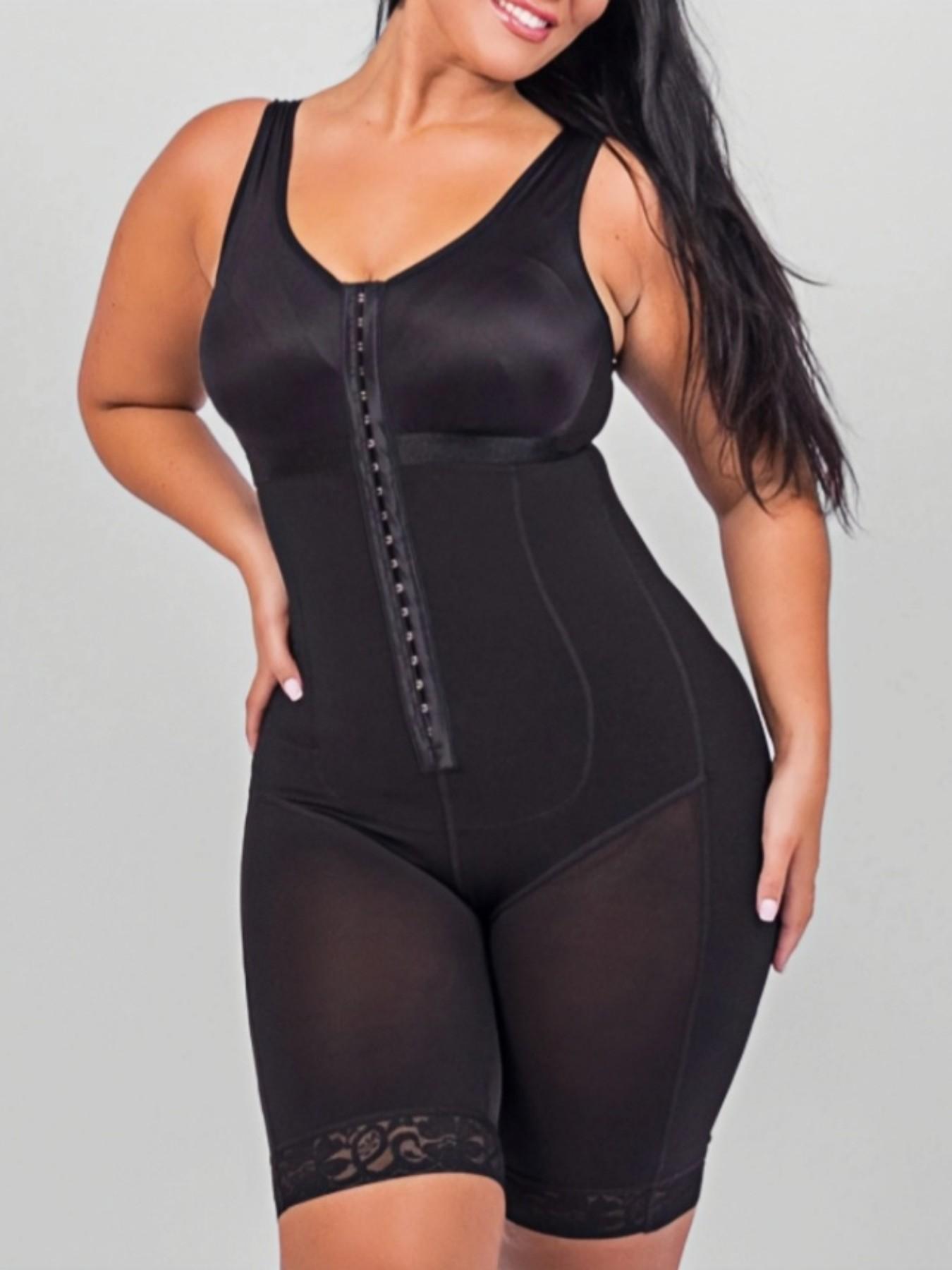 1 Count Women's Underwear Solid Color Anti Slip Lace Trim Full Body Shaper, Fajas, Colombian Shapewear, Silhouette Adjustable Hook Closure Bodysuit, Abdomen Smoothing Butt Enhancing Shapewear, High Support Contouring Jumpsuit, Suitable for Valentine's Day