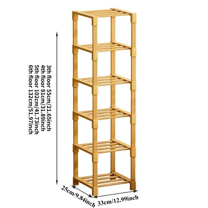 Multi-Layer Simple Storage Rack, Small Narrow Multi-Tier Shoe Rack, Vertical Shoe Rack, Space-Saving Bamboo Storage Shelf for Home, Dormitory, Corner, Shoe Rack Tower