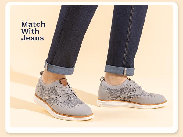 BRUNO MARC KnitFlex Craft Men's Breathable Stretchy Knit Upper Wingtip Mesh Oxford Sneakers Casual Round Toe Lace-Up SpringStatements Walking Shoes