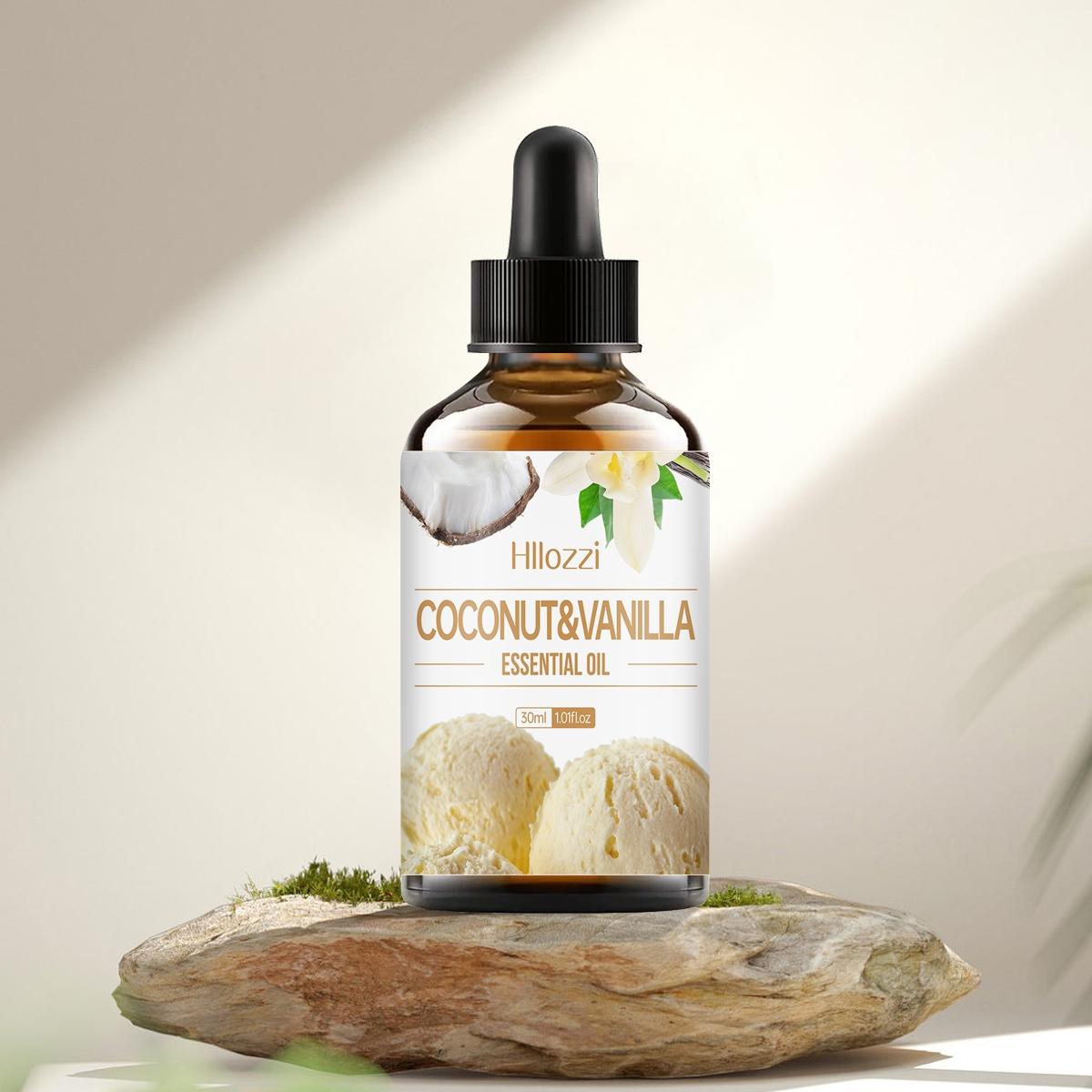 1pc 30ML Coconut & Vanilla Essential Oil, Scented Oil, Aromatherapy Oil, Diffuser Refill Liquid for Home, Living Room, Bedroom, Bathroom, Air Freshener, Stress Relief Gift