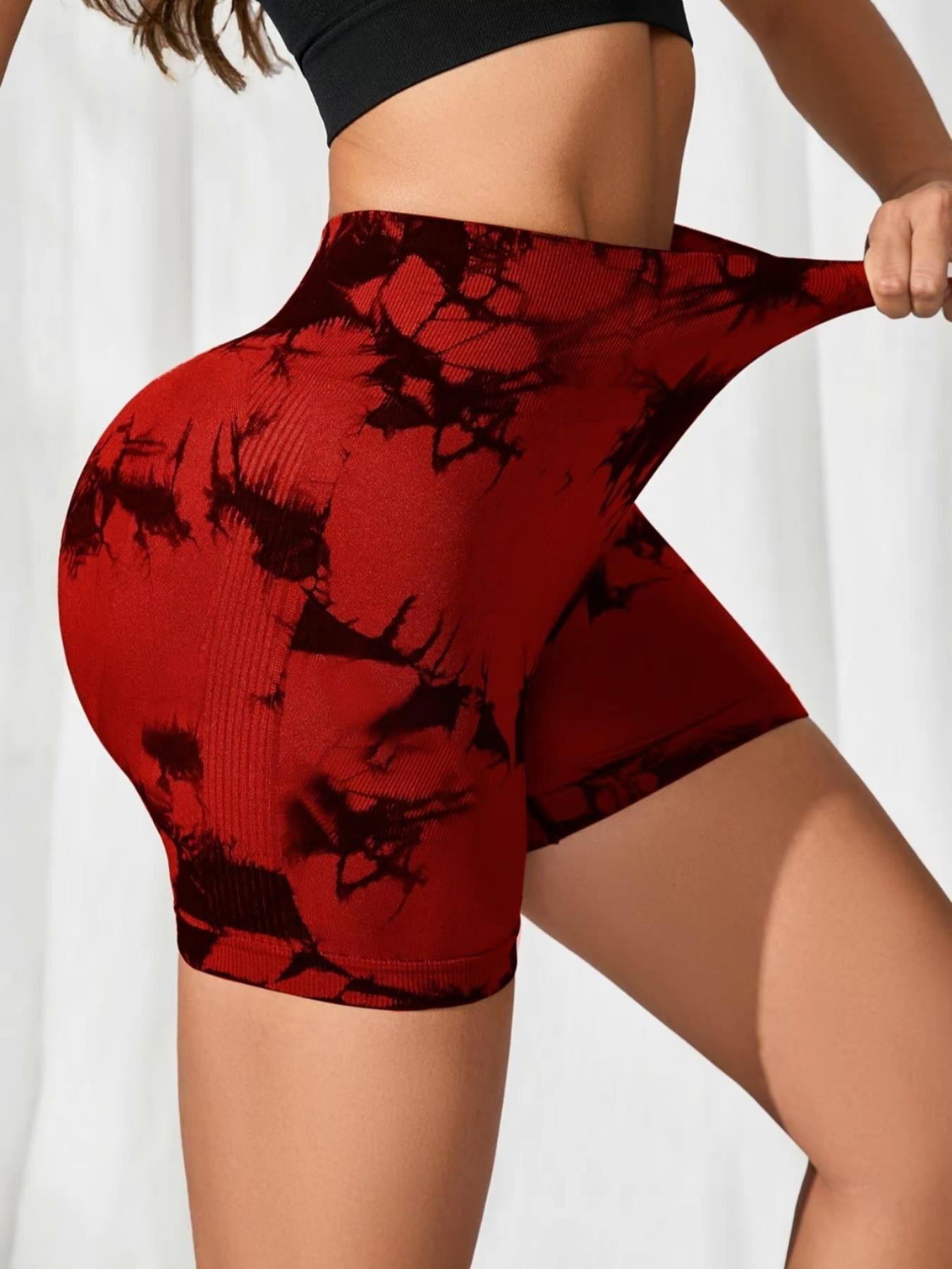 Women's High Waist Tie Dye Yoga Shorts, Elastic High Waist Butt Lifting Sport Pants, Seamless Slim Fit for Yoga and Running
