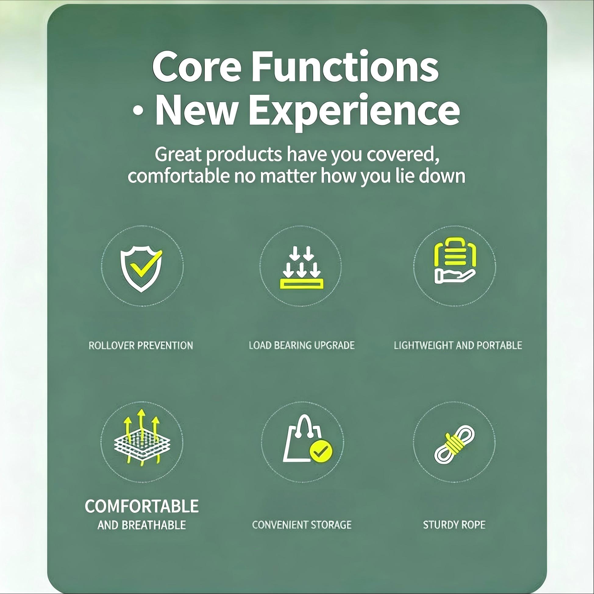 Ultra-Light Portable Hammock (270cm X 140cm), Camping Outdoor Essential Gear, Anti-Tip Load Design, Quick-Dry Breathable Travel Hammock