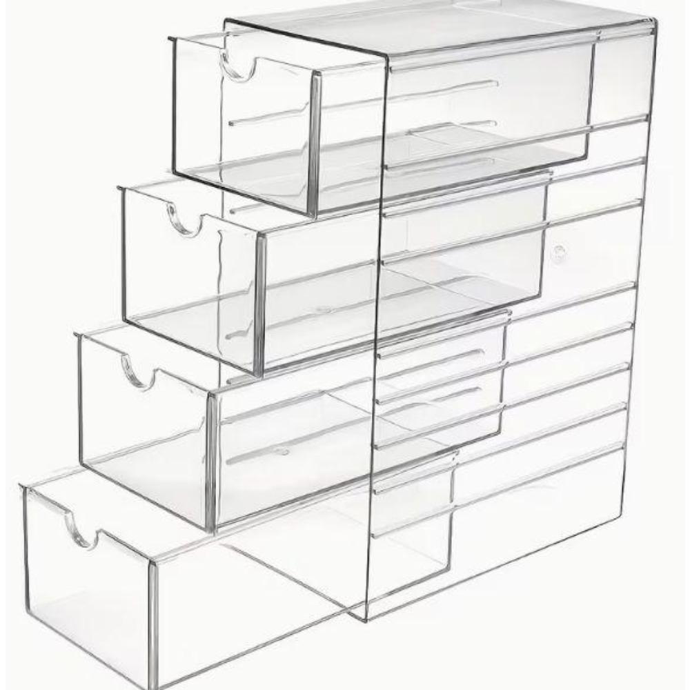 Multi-layer drawer storage box, handcrafted organizing box, multi-layer transparent hair accessory storage box, display box, stackable bathroom container, suitable for organizing jewelry, cosmetics, hair bands, fashion glasses and stationery