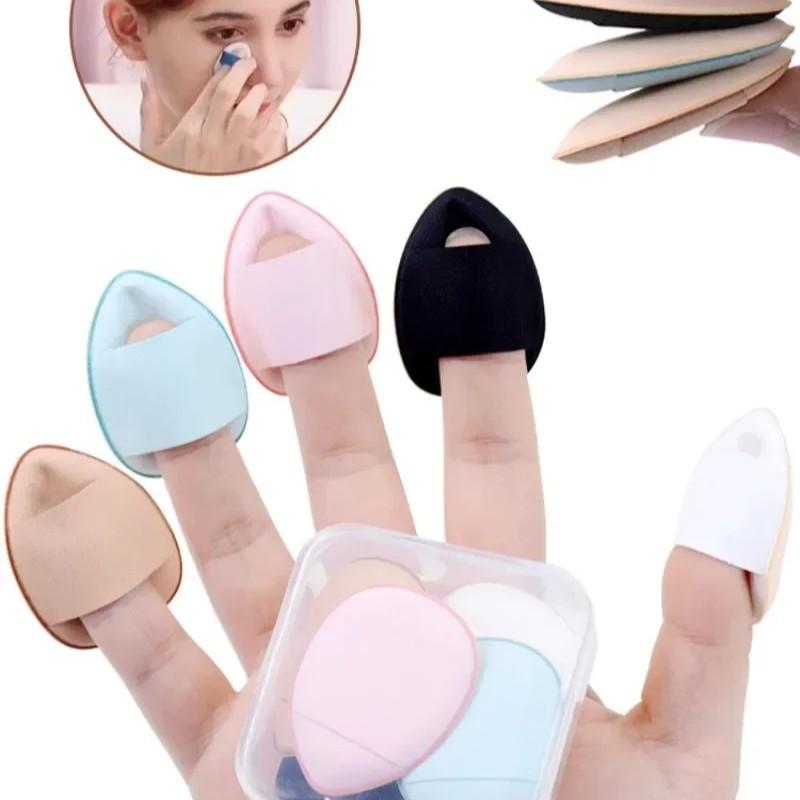 Creamy Makeup Sponge Set, Mini 5-Piece Portable Kit with Box, Finger Brush Sponges, Compact Storage Solution for Travel & Home Use