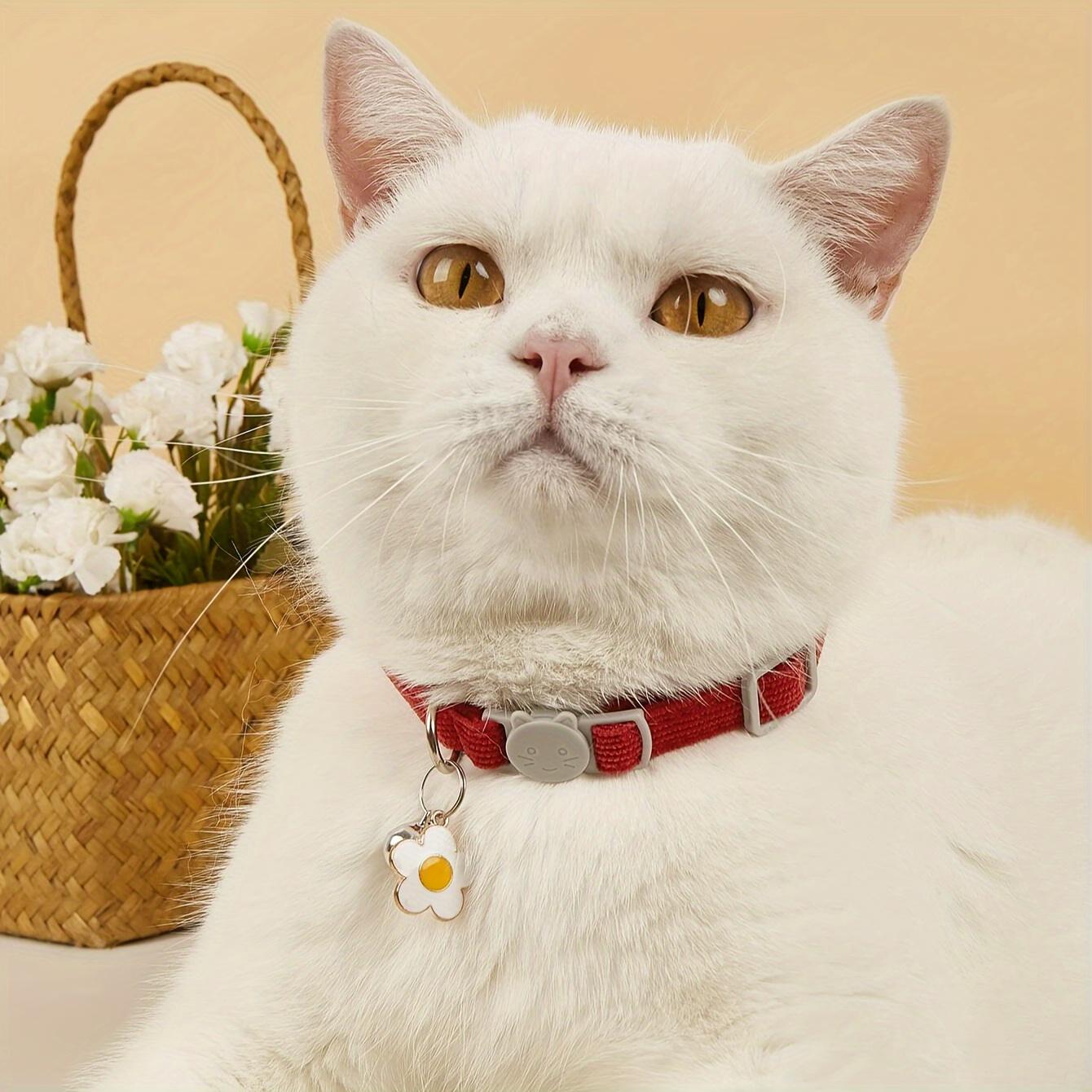 Cute Cat Collar with Bell & Flower Pendant, 2 Counts/set Adjustable Pet Collar with Safety Buckle, Pet Supplies for Small Cats Dogs
