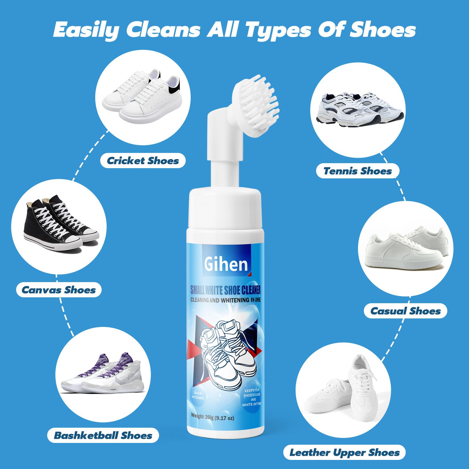 Gihen Shoe Cleaner Kits (9.17 oz), Water-Free Foam Shoe Cleaner with Shoe Brush and Shoe Cloth, Sneaker Care, Ideal for Footwear, Full Grain Leather, Rubber, and more Comfort Bedroom