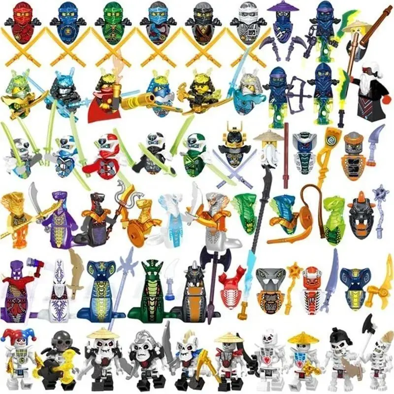 24 Pieces Anime Characters Ninja Figures Garmadon Jay Lloyd Samukai Cole Harumi Ultra Violet Pyro Snake Building Blocks Kid Toys