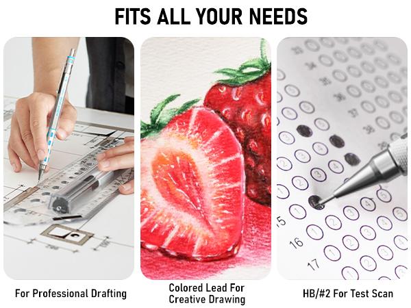 Nicpro 36 Packs Art Mechanical Pencils Set with Case, 3Pack Metal Drafting Pencil 0.5, 0.7, 0.9mm, 3Pack 2mm Lead Holder for Drawing Sketching with 20 Tubes (6B 4B 2B HB 2H 4H Colors) Lead Refills