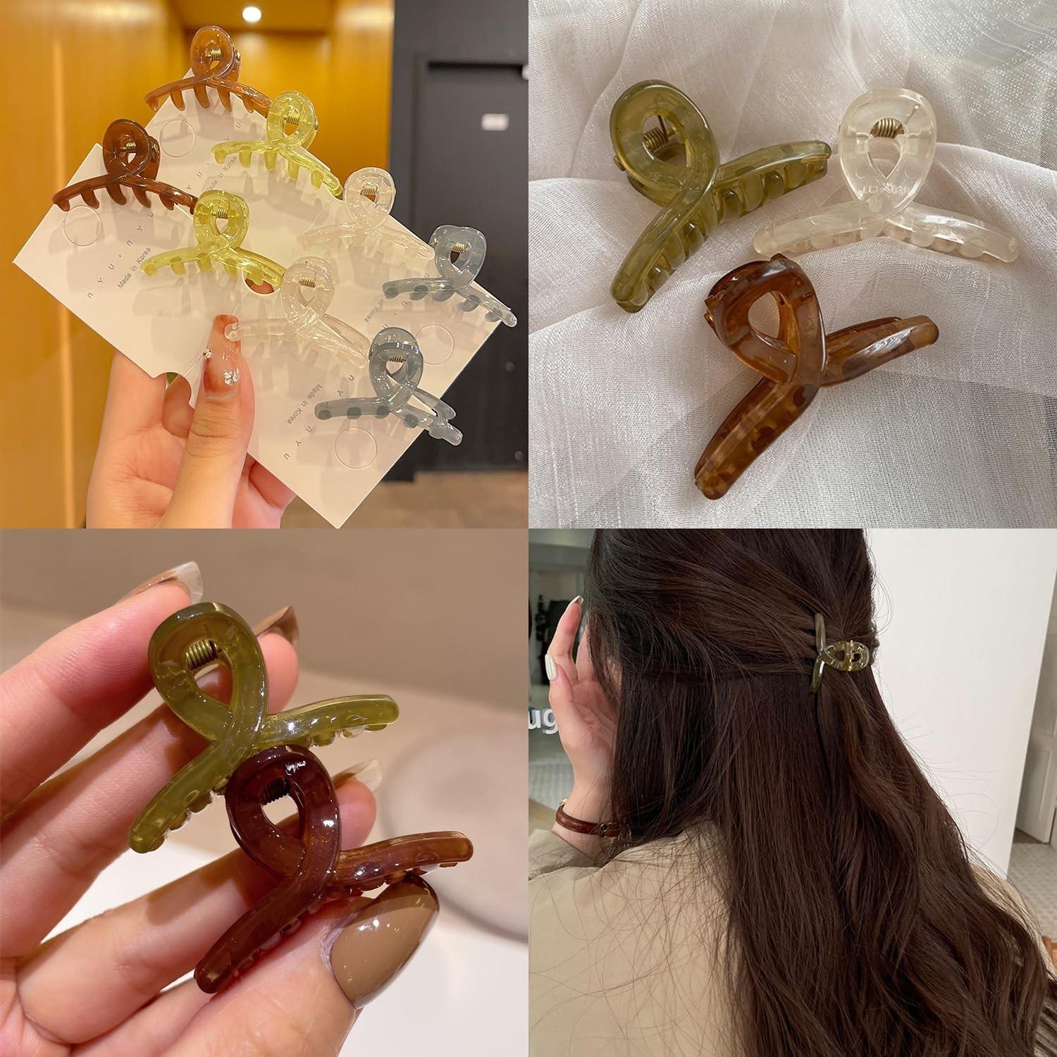 4 Pcs Cute Jelly Color Hair Clips, Versatile Side Bang Claw Clips, Elegant Simple Design, Perfect for Girls, Fashionable Hair Accessories