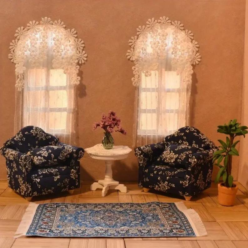 3Pcs Mini Dollhouse Carpet Set, Random Style & Color Raw Fabric Mini Rugs, Realistic Dollhouse Decorative Accessories