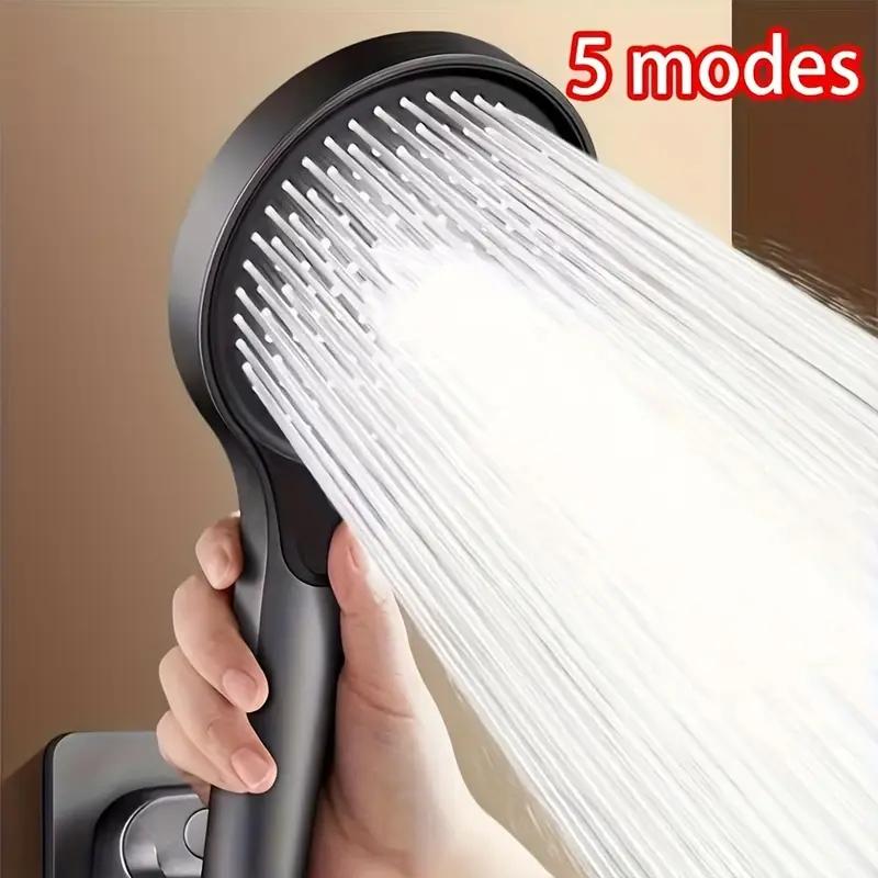 High Pressure Handheld Shower Head, 5 Modes, Sensitive Skin Friendly, Easy Installation, No Battery Needed, Modern Bathroom Accessory, Handheld Showerhead
