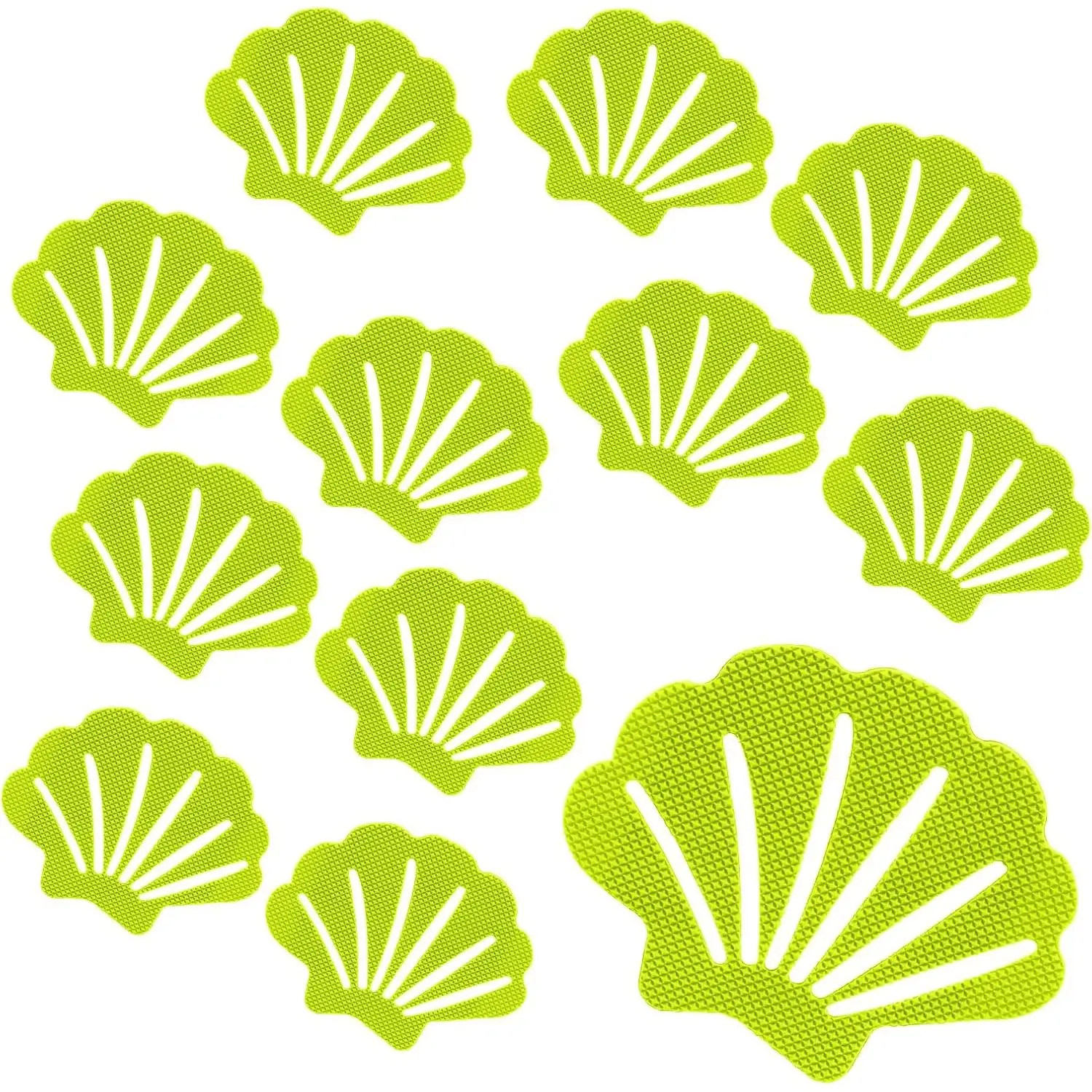 12 count Non Slip Bathtub Stickers Green Adhesive  Sea Shell Shape Shower Stickers for Floor, Ladders, Bath Tub, Stairs, Bathroom