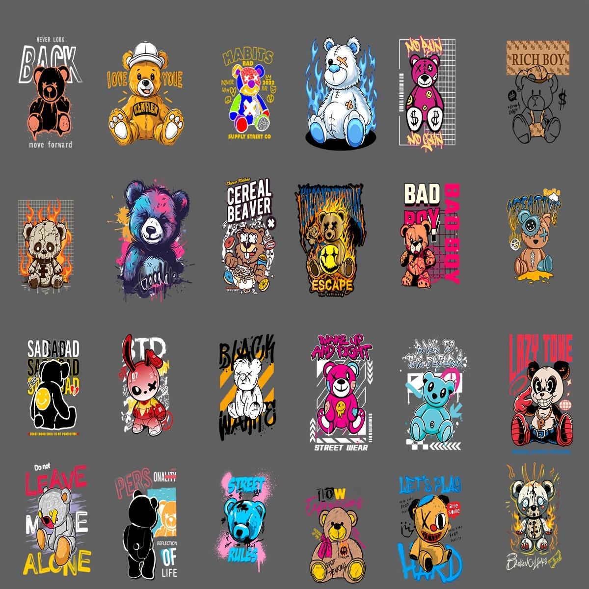 36pcs Durable Washable DIY Heat Transfer Stickers, Cute Bear Series, for Clothing Pants T-Shirts Sports Wear Hats Bags Pillows Backpacks Art Handmade Crafts, DIY Craft Decor, DIY Products