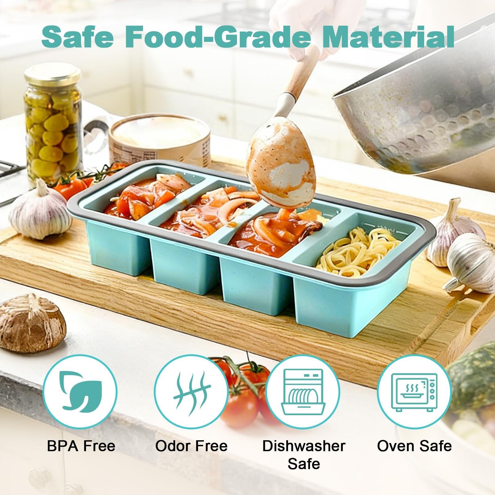 Silicone Freezer Trays with Lid, Souper Cubes 1 Cups Silicone Freezer Molds Ice Cube Tray for Meal Prep & Freezing Soup, Stews, Sauces, Homemade Large Ice Cube, BAP Free