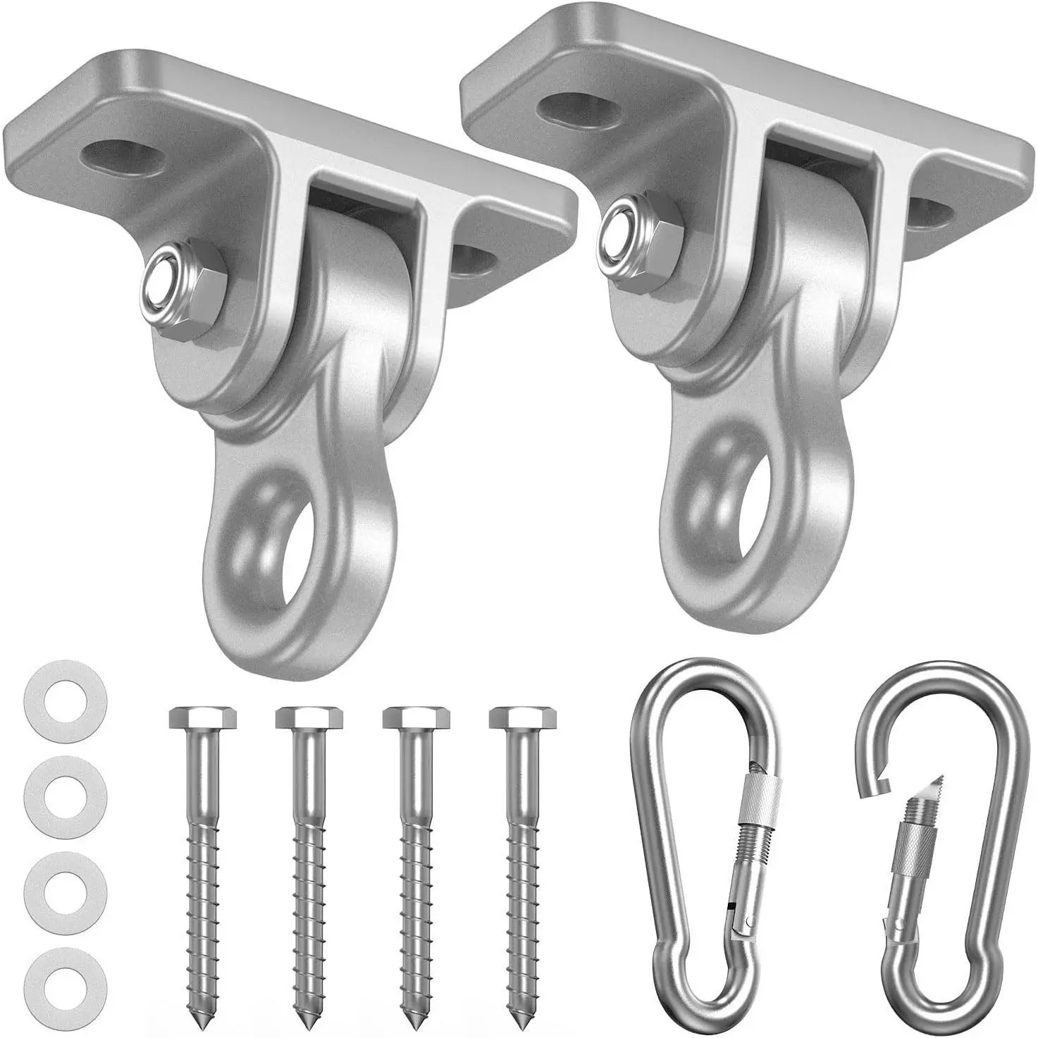 Heavy Duty Swing Hangers Set of 2 Silver - Corrosion Resistant Alloy Steel 5000+ lb Capacity, Hardware Included, for Wooden Porch Swings Aerial Yoga Chairs Playgrounds Trapeze, Indoor Outdoor Use