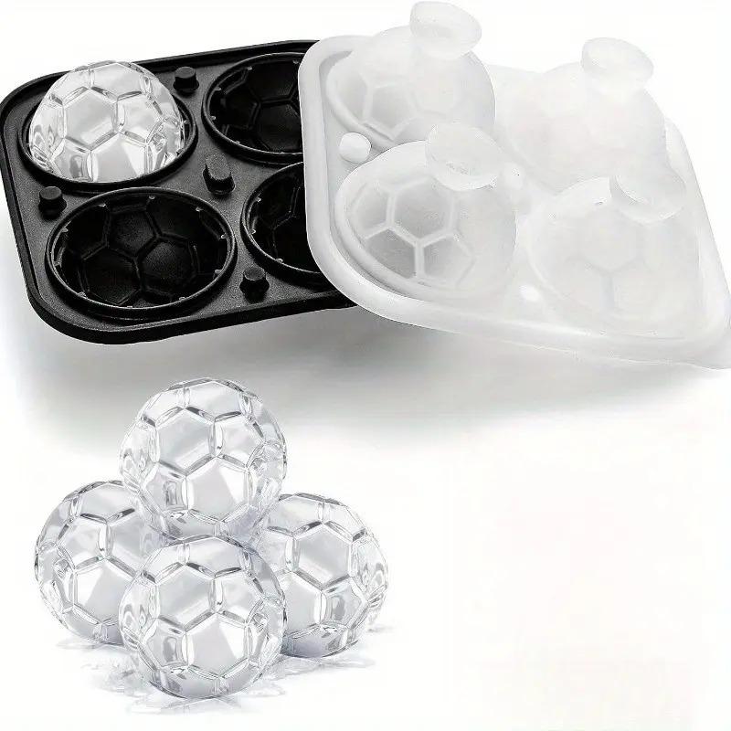 New Fun Football Shape Ice Cube Mold, Summer Ice Tray, Cocktail Ice Cubes, Whiskey Party Drink Large Ball Ice Mold, Perfect Gift for Soccer Fans
