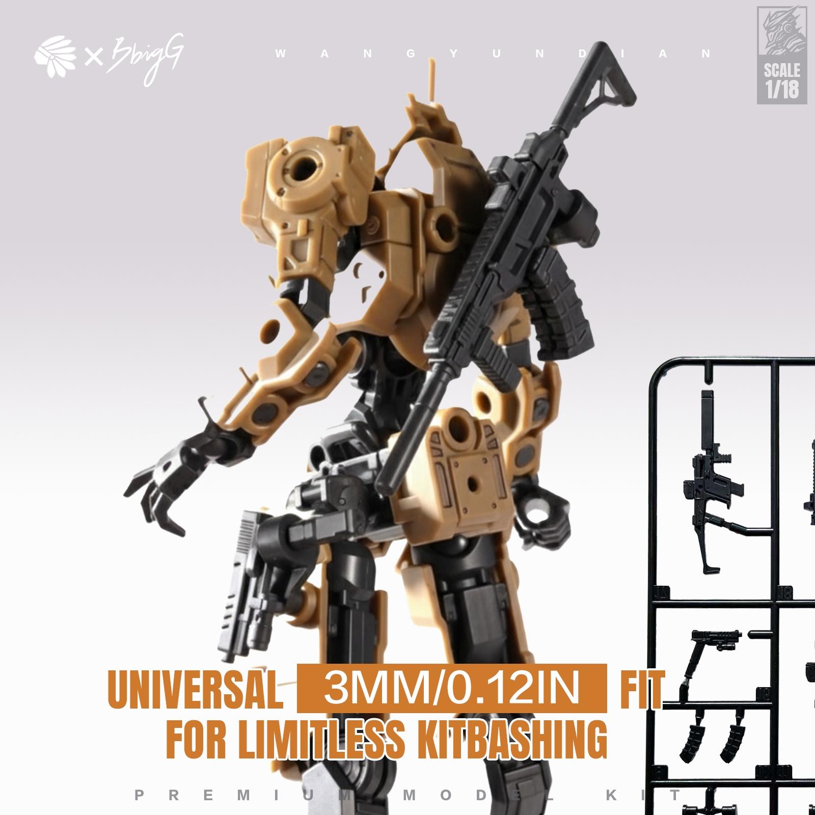1/18 Scale High Mobility Mecha Model Kit, 3mm Universal Interface, Customizable, Includes Accessories & Display Base, Desert, Metal