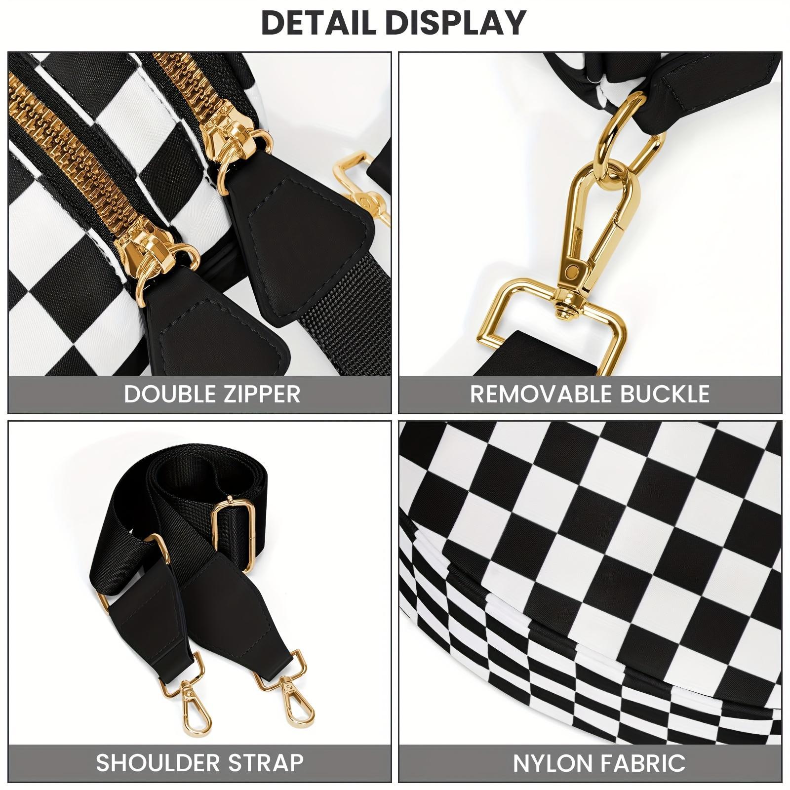 2026 New Y2K Checkered Nylon Fanny Pack, Women Trendy Plaid Crossbody Belt Bag, Adjustable Strap Large Capacity Sling Waist Pouch for Street Style Festival Summer Outdoor Travel