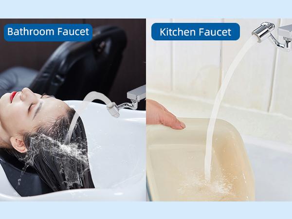 Hibbent 1440° Swivel Faucet Extender, Metal Rotatable Sink Faucet Aerator with Brass Extension, Dual Function 2 Modes Kitchen & Bathroom Sink Sprayer, Faucet Attachment for Gargle/Eye/Face Washing