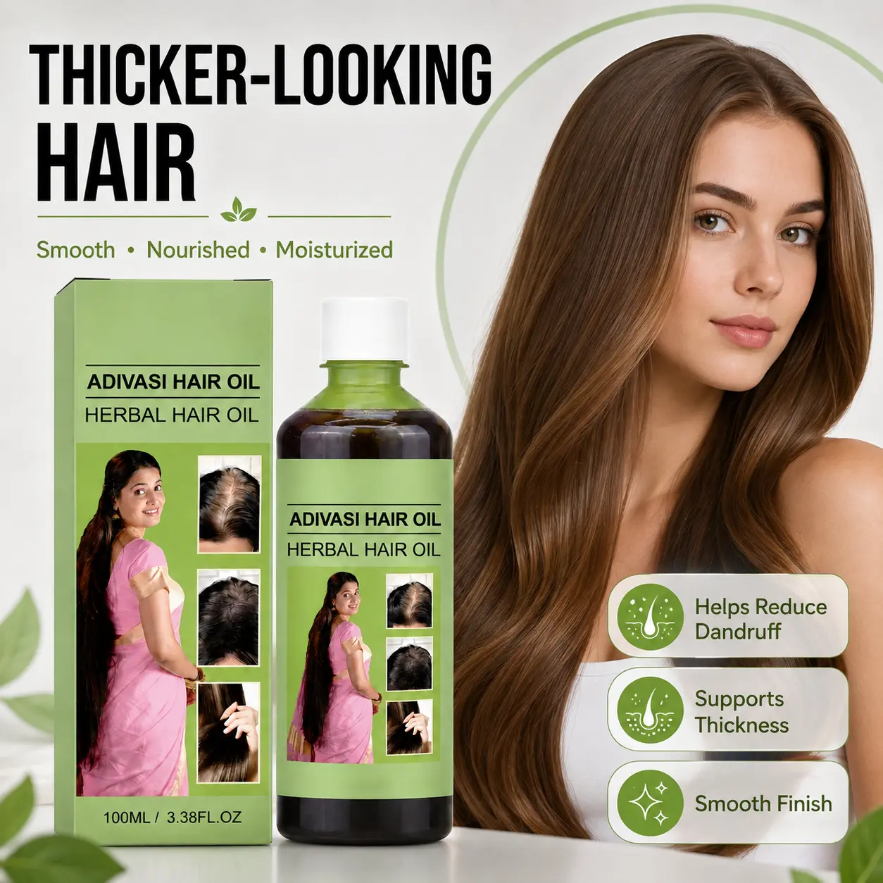 Adivasi Herbal Hair Oil, Traditional Natural Plant‑based Scalp Care Oil, Gently Nourishes Scalp, Fortifies Hair Roots, Softens Rough Hair, Reduces Hair Shedding, For Daily Home Scalp Massage Treatment For Men Women With Weak Thinning Dry Hair