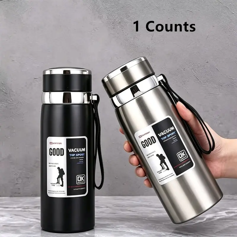316 Stainless Steel Vacuum Insulated Water Bottle, Leakproof Travel Thermos with Lanyard, Keeps Hot Cold All Day, Ideal for Outdoor Sports