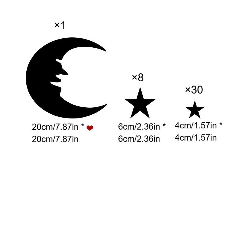 Moon & Stars Acrylic Mirror Wall Stickers, 3D Self-Adhesive DIY Celestial Mirror Wall Decals, Modern Nordic Style Shatterproof Wall Art Decor for Kids Room Bedroom Nursery, Make Room Look Bigger, Easy Install