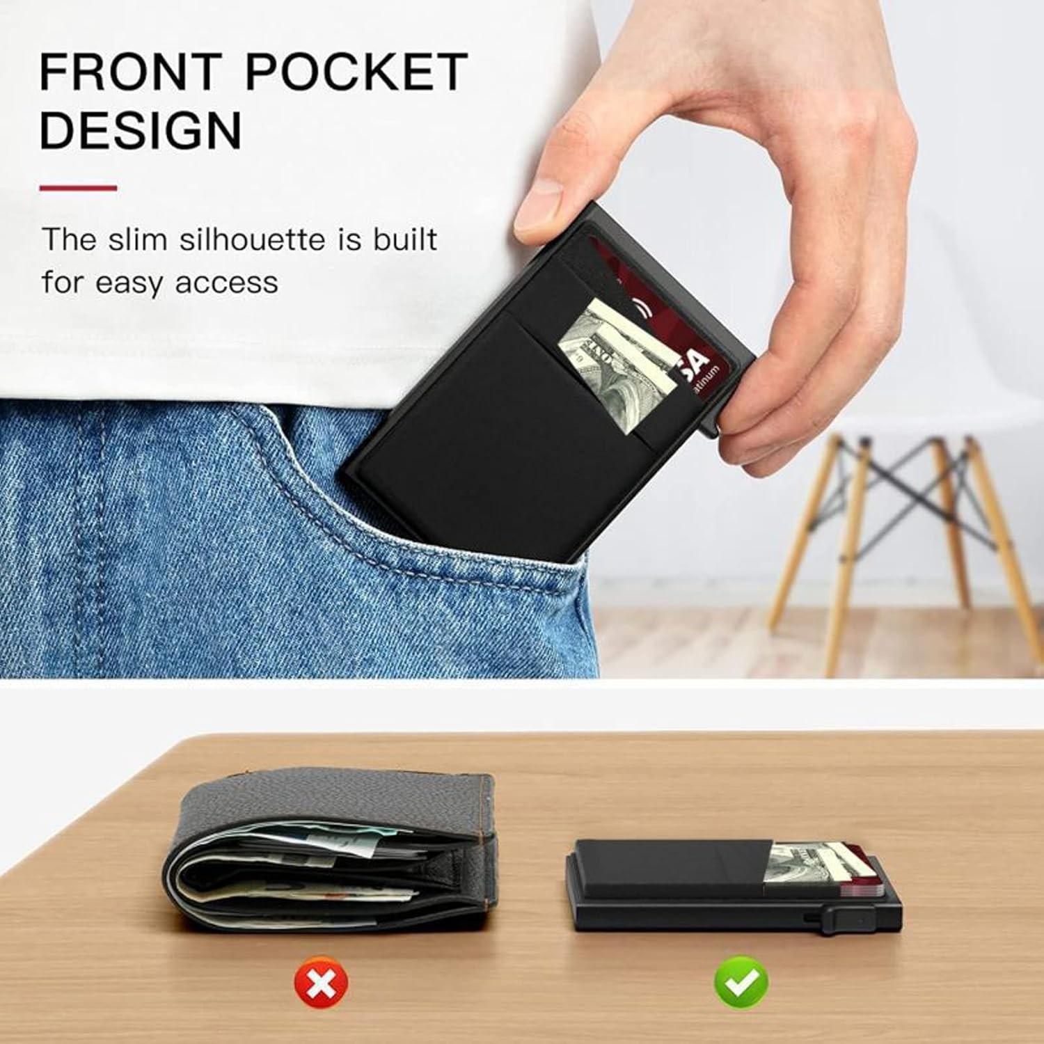 Multifunctional Men's Card Holder Wallet, Minimalist Style, Auto Pop-Up, Rfid Protection, Aluminum Credit Card Case, Ideal for Outdoor Office, Gift Recommendation