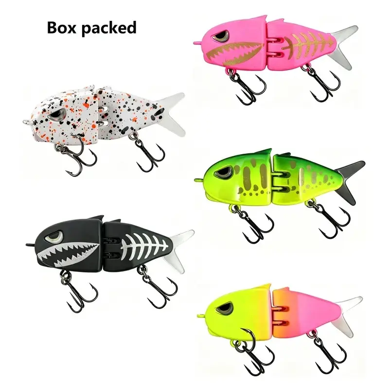 5 Pcs Multi Jointed Swimbait Fishing Lures, Slow Sinking Glide Bait 0.23oz, 3D Artificial Hard Lure for Bass, Freshwater Saltwater Fishing