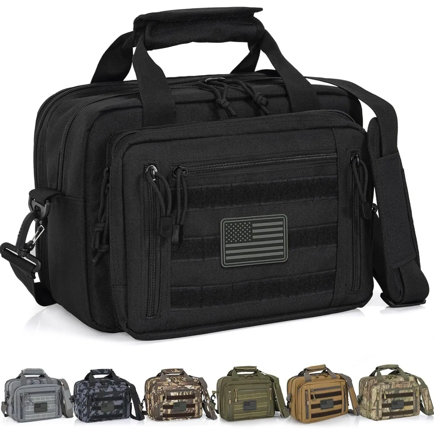 Pistol Case, Gun Range Bags For 2 Pistols 6 Magazines Carrying Shooting Bag with Lockable Zipper for Shooting Range Outdoor Hunting